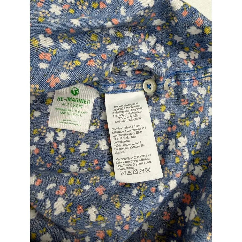 J. Crew Secret Wash Slim Fit Floral Button Down Shirt Men's Sz L Preppy Cotton